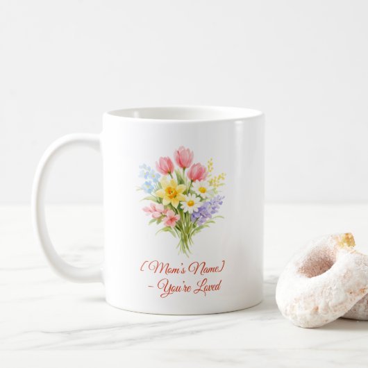 Custom Mother’s Day Bouquet of Flowers Mug (Avec donut)