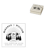 Custom Mountain Pine Tree Bruiloft Retouradres Rubberstempel (Gestempeld)