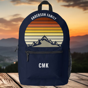 Custom Mountain Sunset Marine Blauw Wandelen Bedrukte Rugzak
