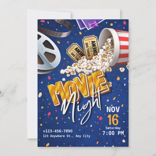 Custom Movie Night Invitations (Devant)