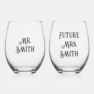 Custom Mr en Future Mrs. Wijnglas Zonder Voet