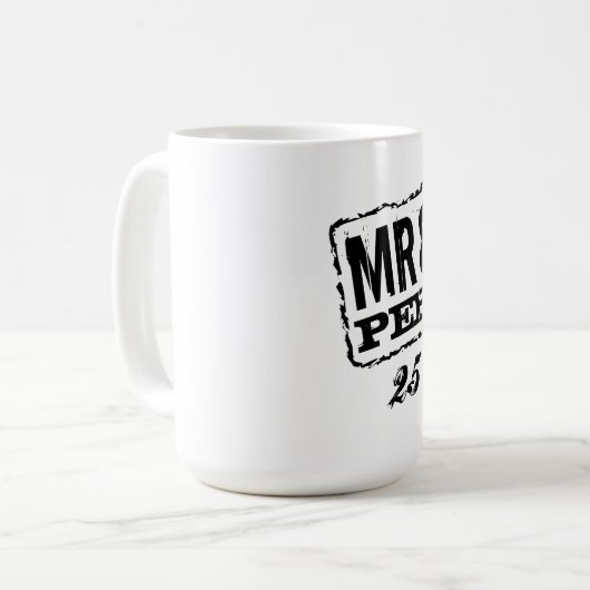 Custom Mr. en Mrs. bruiloft jubileum koffiemok (Voorkant links)