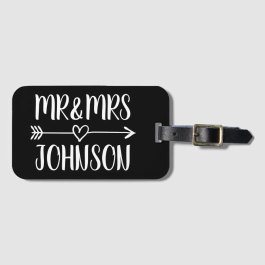 Custom Mr en Mrs travel bagagelabel voor pasgetrou (Voorkant (horizontaal))