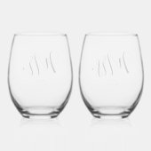 Custom 'Mr. & mevrouw' Minimaal script bruiloft Wijnglas Zonder Voet (Achterkant)
