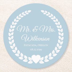 Custom Mr & Mrs Bride and Groom Pas getrouwd Ronde Kartonnen Onderzetter