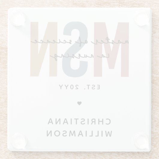 Custom MSN Master of Science in Verpleegkundig Afs Glazen Onderzetter (Achterkant)