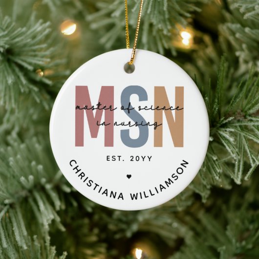 Custom MSN Master of Science in Verpleegkundig Afs Keramisch Ornament (Boom)