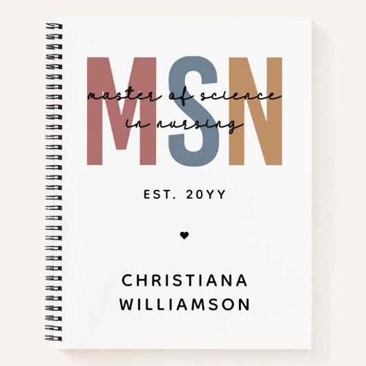 Custom MSN Master of Science in Verpleegkundig Afs Notitieboek (Voorkant)