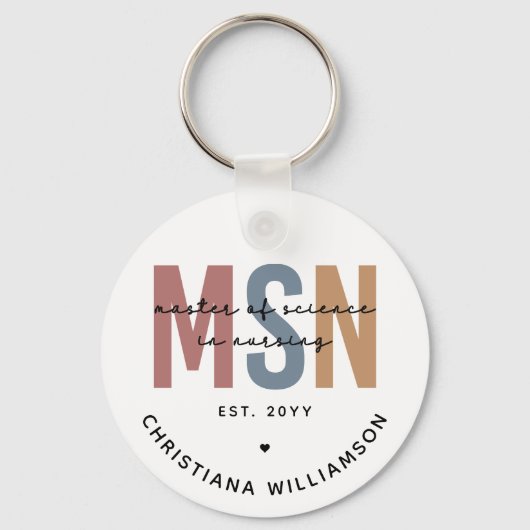 Custom MSN Master of Science in Verpleegkundig Afs Sleutelhanger (Achterkant)