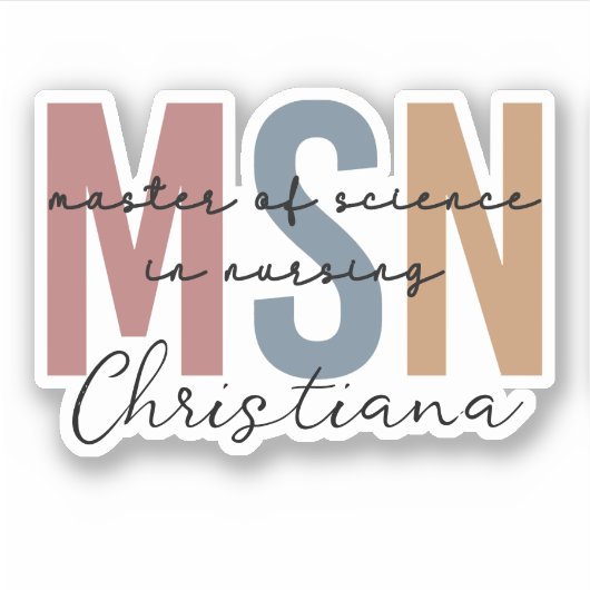 Custom MSN Master of Science in Verpleegkundig Afs Sticker (Voorkant)