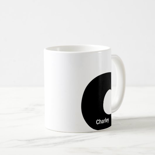 Custom mug monogram initial letter modern minimal koffiemok (Voorkant rechts)