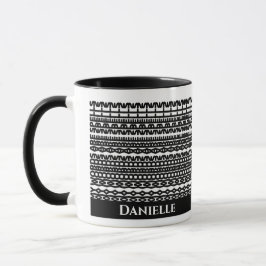 Custom Mug with Hidden Text in Geometric Pattern Mok