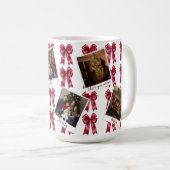 Custom Multi-Photo Christmas Mug with Red Bows Koffiemok (Voorkant rechts)