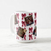Custom Multi-Photo Christmas Mug with Red Bows Koffiemok (Voorkant links)