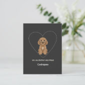 Custom My Valentine Has Paws Cockapoo Dog Lover Briefkaart (Staand voorkant)