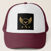 Custom N Letter Initiaal Gedrukt Wit en Maroon Trucker Pet (Voorkant)
