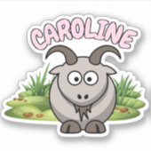 Custom Naam Geit Boerderij Cartoon Dier Sticker (Voorkant)