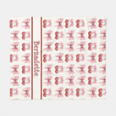 Custom Naam Roze Bogen en Kersen Girly Coquette Fleece Deken (Voorkant (Horizontaal))
