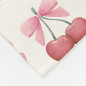 Custom Naam Roze Bogen en Kersen Girly Coquette Fleece Deken (Hoek)
