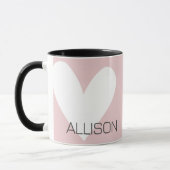 Custom Naam Tekst Eenvoudige Enorme Witte Hart All Mok (Links)