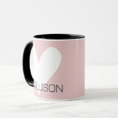 Custom Naam Tekst Eenvoudige Enorme Witte Hart All Mok (Voorkant links)