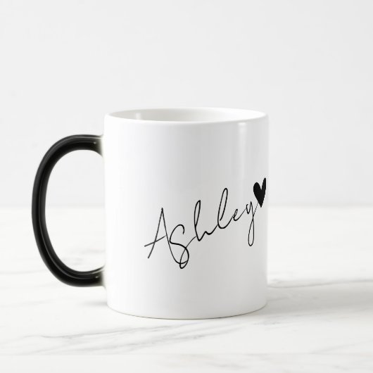 Custom Naam Tekst Tiny Black Heart Simple Ashley Magische Mok (Links)