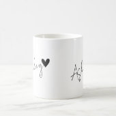 Custom Naam Tekst Tiny Black Heart Simple Ashley Magische Mok (Center)