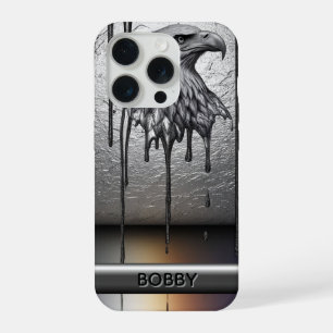 ✨ Custom Naam Vloeibare Gouden Adelaar Icoon Luxe iPhone 15 Pro Hoesje