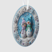 Custom name 2D Snowmen Couple Ornament (devant)