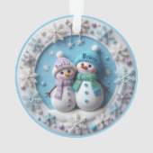 Custom name 2D Snowmen Couple Ornament (dos)