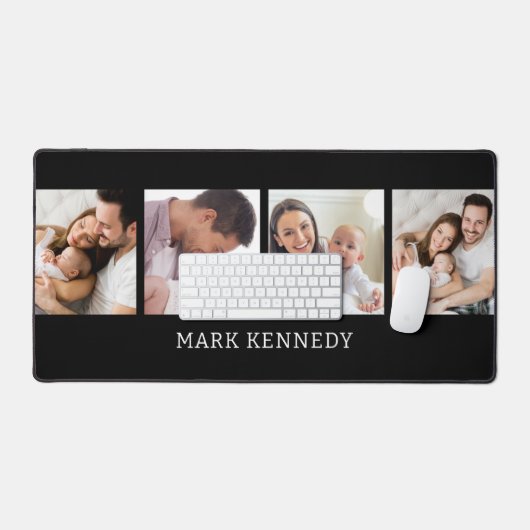 Custom Name 4 Photo Collage Personalized Black (Clavier et souris)
