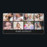 Custom Name 8 Photo Collage Personalized Black<br><div class="desc">Modern photo collage desk mat personalized with name and 8 favorite pictures. Makes a unique personalized office gift.</div>