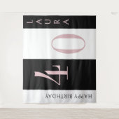 Custom Name & Age Banner Black Pink White Birthday Wandkleed (Voorkant)