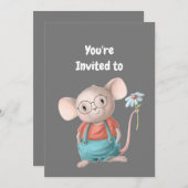 Custom Name Age Birthday Party Mouse Kaart (Voorkant / Achterkant)