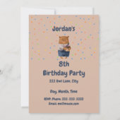 Custom Name Age Birthday Party Teddy Bear Invitati Kaart (Achterkant)