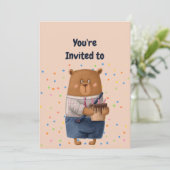 Custom Name Age Birthday Party Teddy Bear Kaart (Staand voorkant)