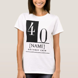 Custom Name & Age Shirt, Black White Birthday Crew T-shirt