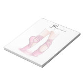 Custom Name and Initials Ballet Pointe Notepad Notitieblok (Gedraaid)