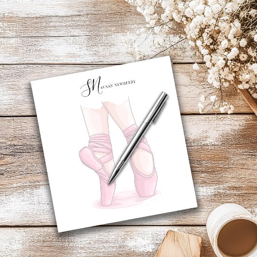 Custom Name and Initials Ballet Pointe Notepad Notitieblok