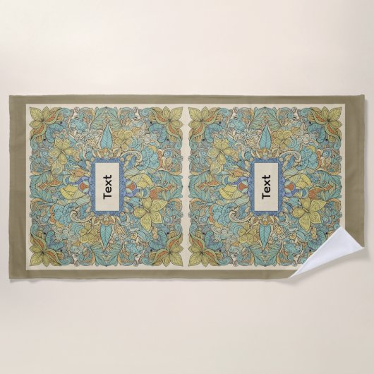 Custom Name Artistic Zentangle Beach Towel Strandlaken (Voorkant)