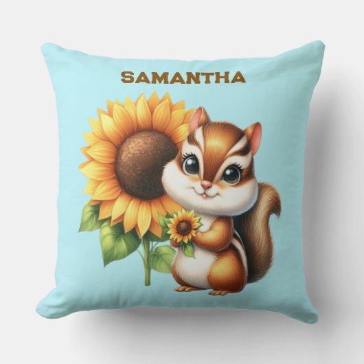  Custom Name Autumn Chipmunk Pillow  Kussen (Voorkant)