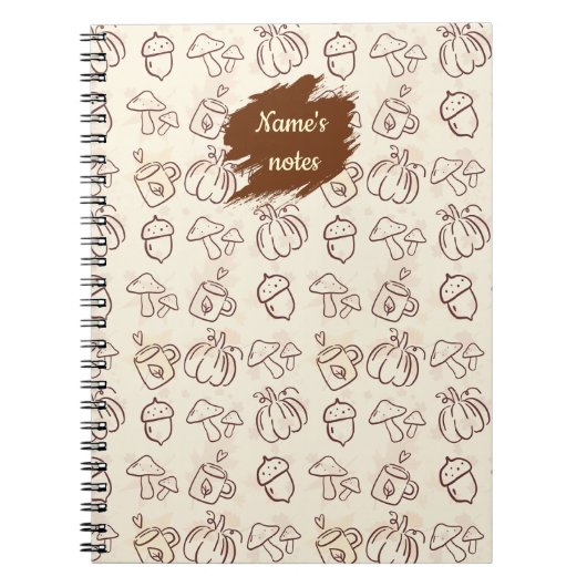 Custom Name Autumn Pattern Spiral Notebook Notitieboek (Voorkant)