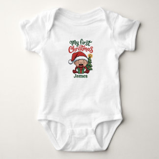 Custom Name Baby’s First Christmas Romper