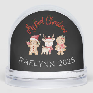 Custom Name Baby’s First Christmas Snow Globe  Sneeuwbol
