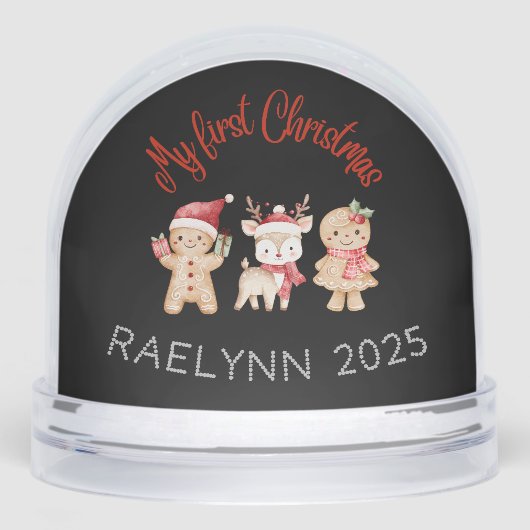 Custom Name Baby’s First Christmas Snow Globe Sneeuwbol (Voorkant)
