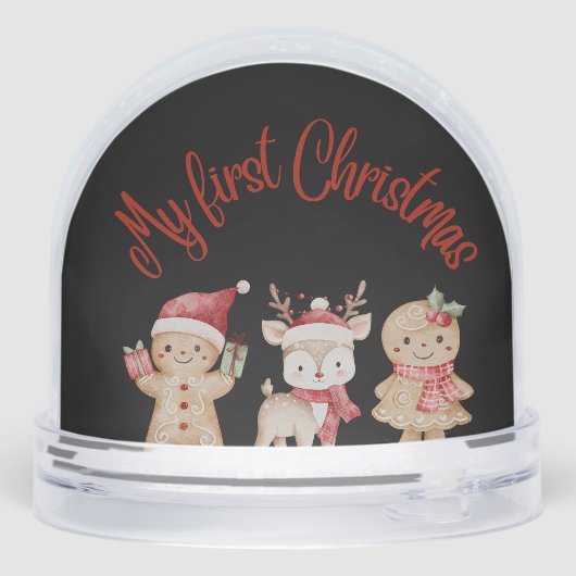 Custom Name Baby’s First Christmas Snow Globe Sneeuwbol (Achterkant)