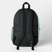 Custom Name Backpack Teal Mushroom Pattern School Bedrukte Rugzak (Achterkant)