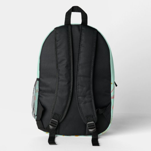 Custom Name Backpack Teal Mushroom Pattern School Bedrukte Rugzak (Achterkant)