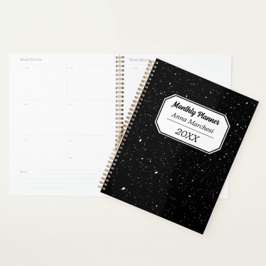 Custom Name Black & White Checkered Planner (Display)