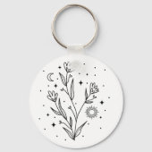 Custom Name Black & White Floral Keychain Gift (Achterkant)